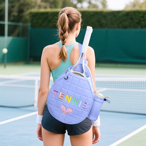 NZNDB Tennis Bags for Women Girl, Tennis Sling Crossbody Backpack, Water Resistant Tennis Bag for Pickleball, Tennis, Racketball - color: Blue