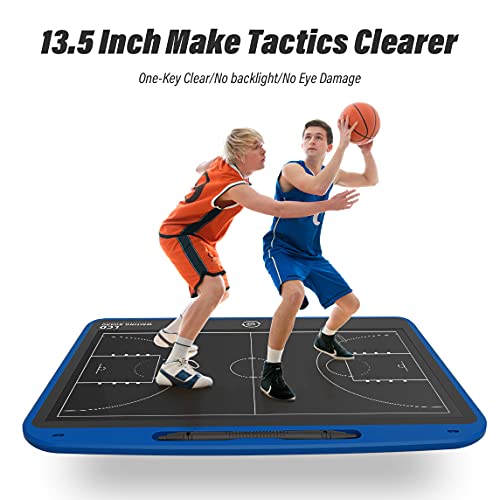 13.5'' Electronic Football Tactical Board, Basketball Coaching LCD Soccer Strategy Board With Stylus Pen, Marker Training Writing Tablet Coach Gifts - color: Basketball Blue
