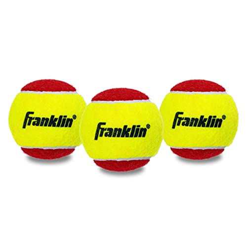 Franklin Sports Starter Tennis Balls - Pressureless, Low Bounce for Beginners - Great for Training + Practice - 3 Pack - All Court Surface