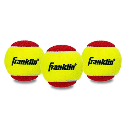 Franklin Sports Starter Tennis Balls - Pressureless, Low Bounce for Beginners - Great for Training + Practice - 3 Pack - All Court Surface