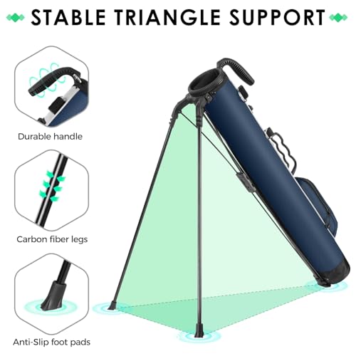 Findway Golf Stand Bag, Small Golf Bag for The Driving Range, Par 3 and Executive Courses, Lightweight Golf Club Carry Bag with Ball Holder and Pockets for Men Women - color: Blue