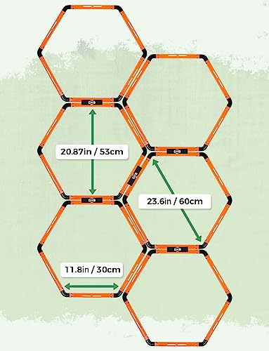 GHB Hex Agility Rings Speed Rings with Carrying Bag 6 Set Portable Hexagon Rings, Agility Ladder for Agility Footwork Training