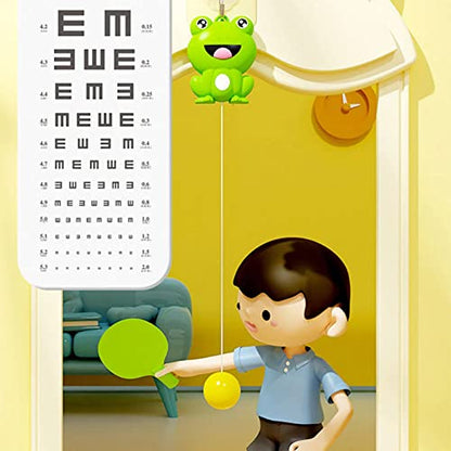 Indoor Hanging Table Tennis Trainer Portable Set, Children's PingPong Trainer Hanging Table Tennis Parent Child Interaction Game Toy Exerciser, Ping Pong Paddle Set - color: Frog【2Shoots+5 Balls+Hook】