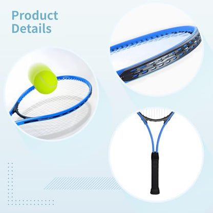 PONDON 27 Inch Tennis Racket Set - Portable Trainer with Aluminum Alloy Racket, Ball, Base & Cover for Beginners