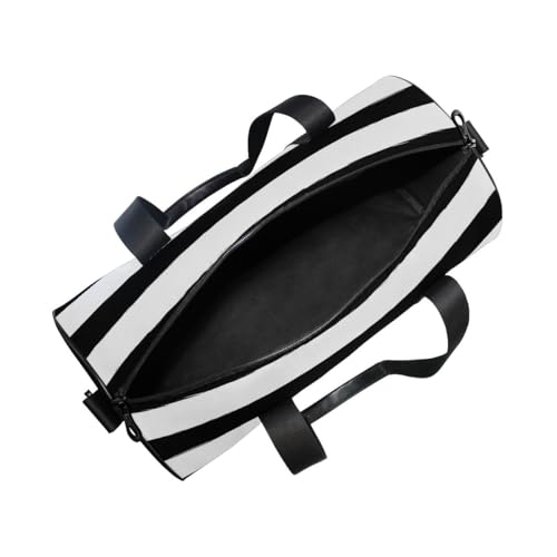 Sports Gym Travel Duffle Bag Black White Stripe Luggage for Men and Women - color: Black White Stripe