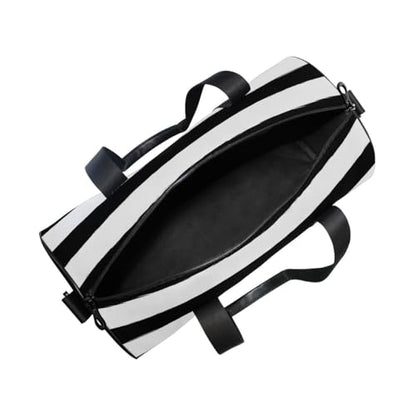 Sports Gym Travel Duffle Bag Black White Stripe Luggage for Men and Women - color: Black White Stripe