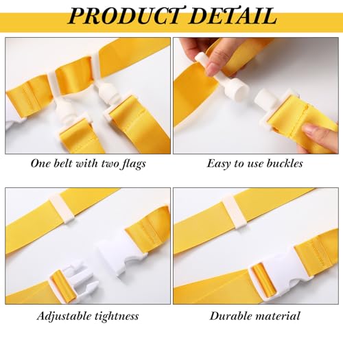 Peryiter 2/12/24/36 Player Flag Football Belt, Adjustable Football Belts and Flags for Kids Youth Adult Sport Team Training - color: Yellow