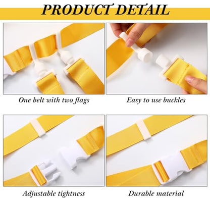 Peryiter 2/12/24/36 Player Flag Football Belt, Adjustable Football Belts and Flags for Kids Youth Adult Sport Team Training - color: Yellow