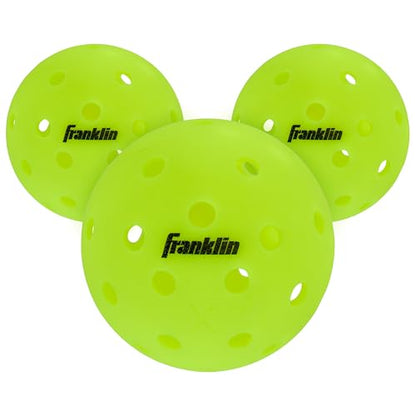 Franklin Sports Max Grit Textured Pickleballs - Indoor + Outdoor Extra Grip Training Pickleballs for Instant Spin + Control - 3 Pack - Yellow