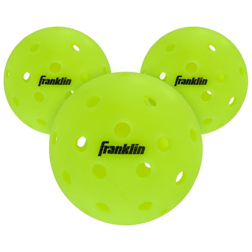 Franklin Sports Max Grit Textured Pickleballs - Indoor + Outdoor Extra Grip Training Pickleballs for Instant Spin + Control - 3 Pack - Yellow