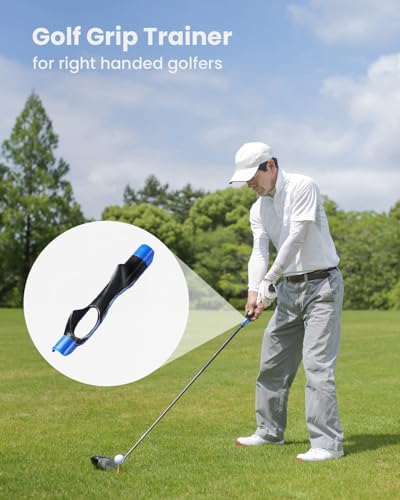 Golf Grip Trainer & Swing Correcting Arm Band, Golf Training Aid Combo- Enhance Grip Strength, Swing Technique and Correct Hand Position