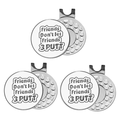 FINGER TEN Golf Ball Marker with Hat Clip or Marker Only, Metal Golf Ball Markers Assorted Designs for Putting Green, Portable Golf Accessories for Men Women - color: 3 Friends