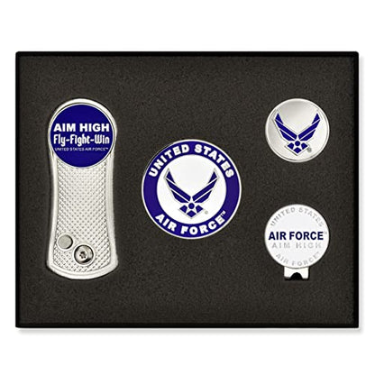 PinMart's Officially Licensed Air Force Golf Essentials Gift Set, Golf Divot Tool, Hat Clip, Magnetic Ball Markers, Large Ball Marker with Presentation Box - Gifts and Accessories