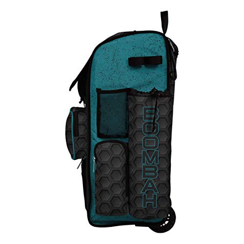 Boombah Rolling Superpack 2.0 3DHC Baseball/Softball Gear Bag - 23-1/2" x 13-1/2" x 9-1/2" - Multiple Colors - Telescopic Handle and Holds 4 Bats - Wheeled Version - color: Black/Teal