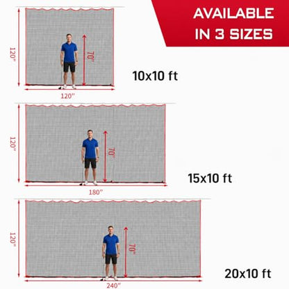 Golf Netting, 10ft, 15ft, 20ft Sports Netting - Heavy Duty High Impact Multi-Sport Practice Net for Golf, Baseball, Soccer, Hockey, Lacrosse, Backyard Driving & Training Barrier - style: 15ft x10ft