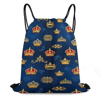 Large Capacity Beam Backpack Drawstring Sack for Basketball Sports Gear Travel Storage Men Women Unisex, Purple Blue Gold Royal Crown Bags - color: Picture (378)