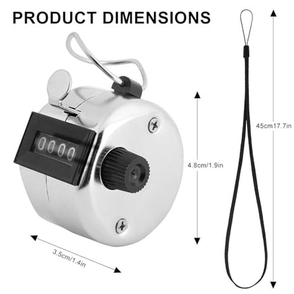 2 Pack Hand Tally Clicker Counter – 4 Digit Metal Mechanical Hand Counter with Lanyard for People Counting, Lap Tracking, Knitting, Pitch, Golf, Coaching, Umpire, Events