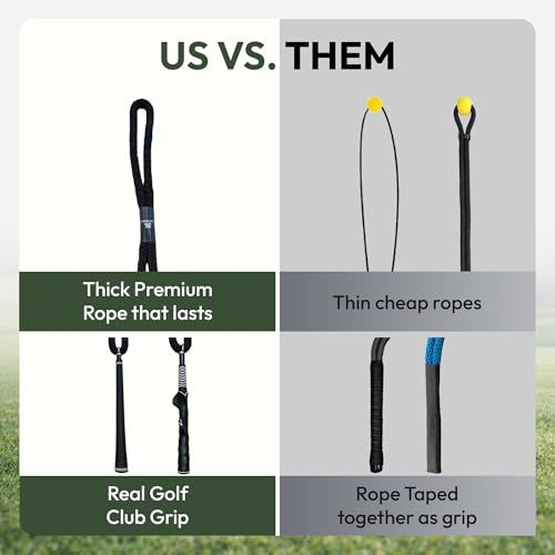 TrueBirdie Golf Swing Tempo Trainer with Real Golf Club Grip - Weighted Rope Swing Training Aid, Warm Up, Practice, Grip Trainer