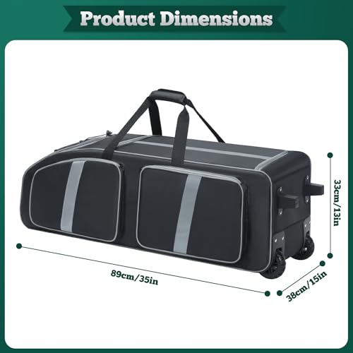 Football Bag with Wheels, Large Capacity Durable Football Gear Bag with & Multi-pocket, Tackle Player Equipment Bag Rolling Sport Bag for Football Accessories