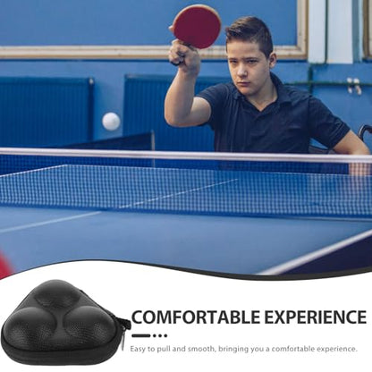 Portable Table Tennis Ball Case 3-ball Storage Organizer Ping Pong Ball Holder Triangular Black for Outdoor and Indoor Use