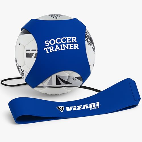 Vizari Soccer Trainer Belt - Solo Training for Youth & Adult - Soccer Kick Trainer for Ball Sizes 3, 4, 5 | Ideal for Volleyball, Rugby, Football - color: Blue