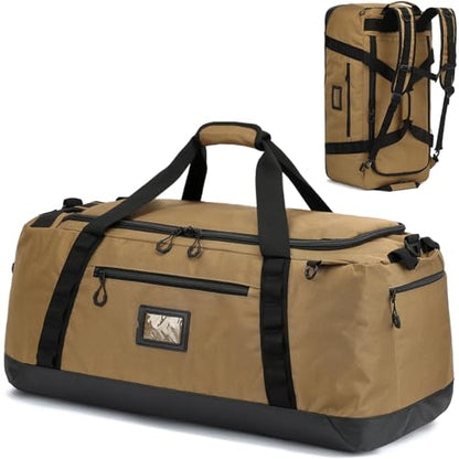 100L Extra Large Travel Duffle Bag Backpack for Men, 3 in 1 Sports Duffel Bags W/Adjustable Shoulder Strap & Dividers Gym Equipment/Gear Weekend Overnight Bag for Trip Camping Hiking, XL Brown - color: Brown