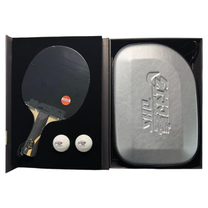 DHS Sports Wang Chuqin Classic Series Table Tennis Racket Set – Professional Ping Pong Paddle, Hurricane King 5+2AC Blade, Hurricane 3 Rubber, Heavy Spin & Fast Attack, Includes 3-Star Balls & Case