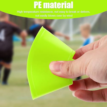 15pcs Soccer Cones for Sports Training, Mini Football Pylons Cones Flexible Agility Practice Cones for Basketball Running Drills Sports Games Field Cone Markers (Fluorescent Green)