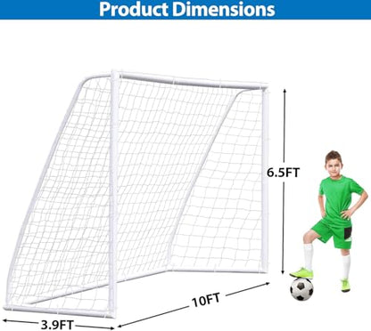 F2C Soccer Goal Soccer Net for Backyard, Steel Frame for Kids, Adult Portable Shooting Training Aid with Carry Bag,Ground Stakes Waterproof - size: 10x6.5 FT