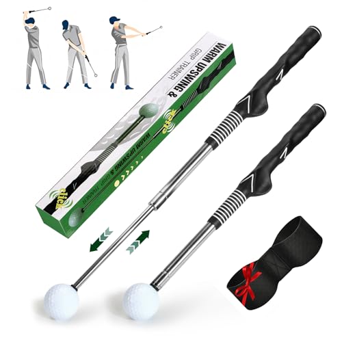 Retractable Golf Swing Trainer, Portable Golf Grip Training Aid for Right-Handed Golfers, Warm-Up Stick for Indoor & Outdoor Practice, Golf Training Equipment for Beginners