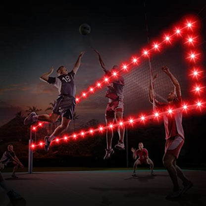 Moukeren Volleyball Badminton Net Light 16 ft String Lights with Remote, 16 Colors 4 Modes LED for Backyard Volleyball Badminton Game Outdoor at Night (net Not Include)