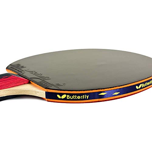 Butterfly B303FL Shakehand Table Tennis Racket - China Series - Racket and Case Set with A Combination Smooth & Pips-Out Rubber - Recommended for Beginning Level Players