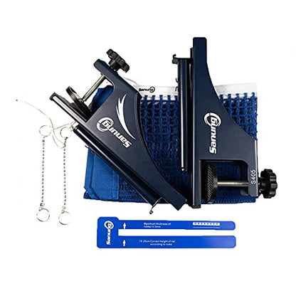 Sanung S405 Table Tennis Net and Post Set, Thickened Folding Ping Pong Table Net and Post Kit with Bead Chain Measuring Ruler for Any Standard Table Indoor Outdoor, Blue