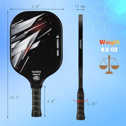 Pickleball Paddles,Pickleball Paddles Set of 2-Carbon Fiber Pickle Ball Paddle 2 Pack for Men and Women-Lightweight,Control & Power Racket Set Equipment with Bag & Balls - color: Gold & Silver