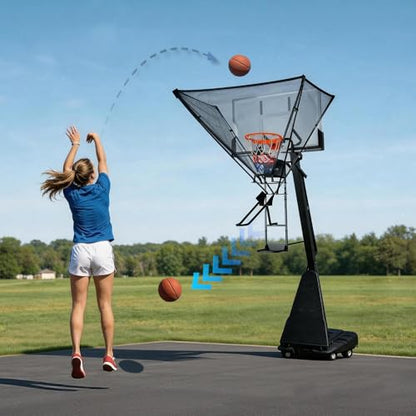 GAILEX Basketball Return System, Automatic Ball Return Net, 180° Rotating Chute, Quick Fold & Fast Storage, Roll & Go Design,Portable Basketball Training Equipment