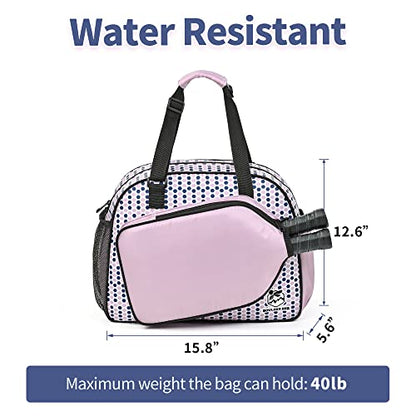 Boulder Bee Pickleball Bags, Premium Pickleball Tote Bag for Girls, Women’s Hand/Shoulder Gym Bag w Water Bottle Holder, with Pickleball Racquet/Paddle Holder - color: Pink Done