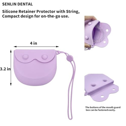 1PC Silicone Retainer Case with Lanyard, Cute Vent Holes Denture Box, Mouth Guard Case Travel Holder for Girls, Women, Men (Pink with Lanyard) - color: Pink with Lanyard
