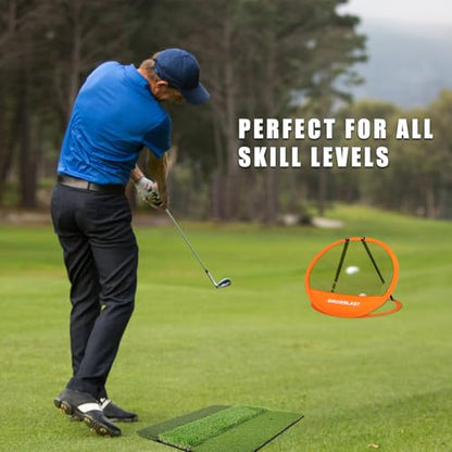 Professinoal Golf Chipping Net with Golf Hitting Mat,12 Practice Foam Balls and 2 Pixing Pins, for Indoor and Outdoor Target Chipping Training - style: 3*Chipping Net+Tri-Turf Hitting Mat