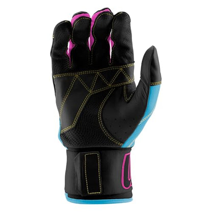 MARUCCI Blacksmith Full WRAP Adult Batting Glove V2 - color: BLACK/COLUMBIA BLUE, size: ADULT X-LARGE