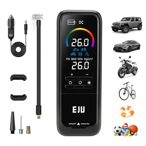 Tire Inflator Portable Air Compressor,160PSI Air Pump for Car Tires Motorcycle,Auto Bike Balloon Pump Electric Bicycle Ball Pumping Blower Machine Pressure Gauge for Camping Basketball Soccer