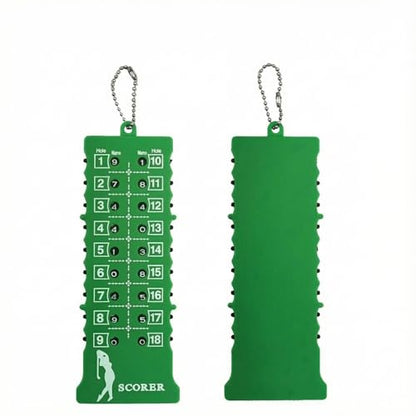 Golf Stroke Counter 18 Hole Bar Scorekeeper with Bead Chain, Green Handheld Tally Slider for Walking Rounds, Simple One-Hand Marking, Pocket Size, 1 Pack