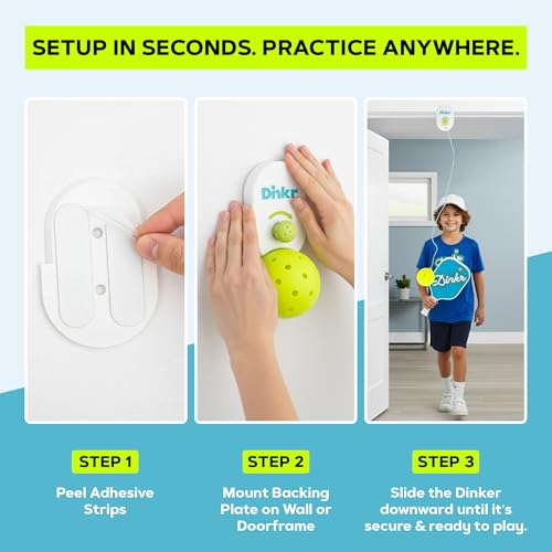 Dink’r Pickleball Trainer – Fun & Easy Way to Play Anytime, Anywhere | Practice at Home | Great Gift for Beginners, Families & Pickleball Fans | No Partner Needed, Under the Cost of One Court Rental - color: NEW: 3-Ball Easy-Adjust Trainer