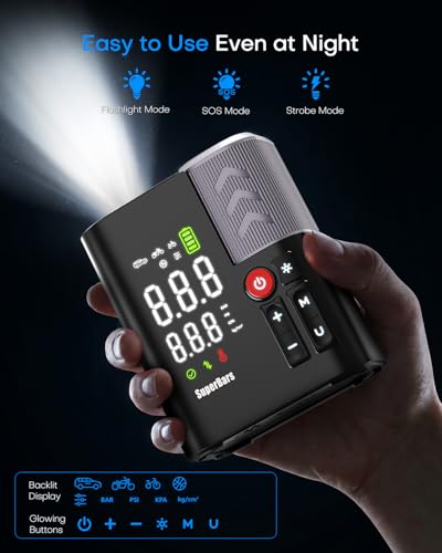 Tire Inflator Portable Air Compressor, 48LPM 160PSI Fast Air Pump with APP Control, 7800mAh & 12V DC Dual Power, Auto Shut-Off, Cordless Pump for Car Tires, SUV, Pickup, Bike, Lawnmower