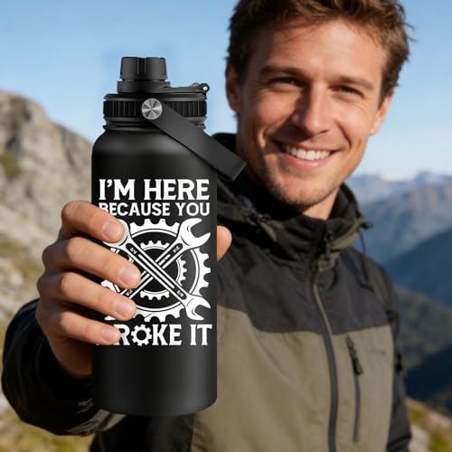 Fufandi Mechanic Gifts - Maintenance Man Gifts for Men - Mechanic Appreciation Gift - Maintenance Worker Travel Water Bottle 32oz - color: Mechanic Black