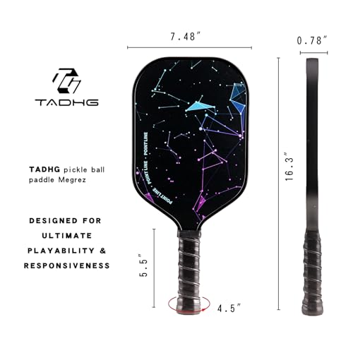 TADHG Pickleball Paddle Set 2 Lightweight 8.4oz Paddles with Honeycomb Core Spin-Friendly Surface 4 Balls - color: 02. Gradient Blue