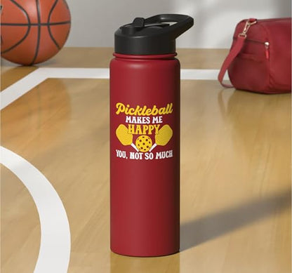 Funny Pickleball Paddle Easily Distracted By Pickleball Stainless Steel Insulated Water Bottle - color: Red
