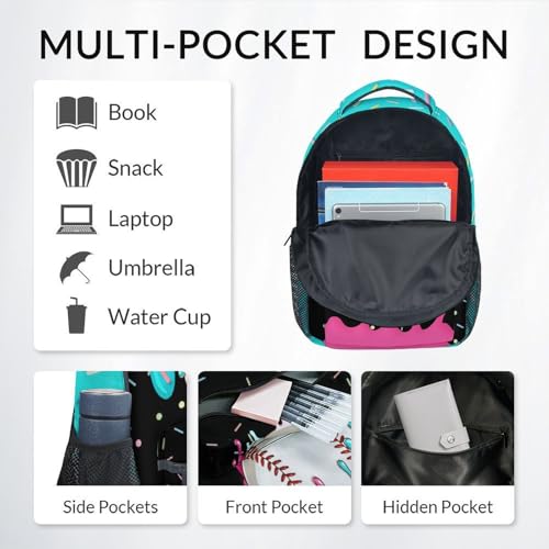 Kids Backpacks - Baseball Backpack for Boys Kids Sports School Bookbag Youth Player Gift 17" Drip Design Schoolbag for Elementary Primary - color: White