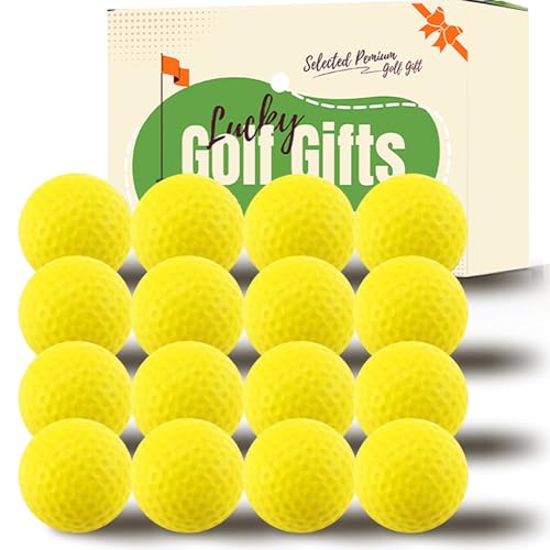 Amy Sport Practice Golf Balls Foam More Weight Value 16/32 Pack, High Density Real Feel 1/3 Distance of Regulation Golf Ball, Soft Durable for Backyard Indoor Outdoor Training - color: Yellow 16 Pack