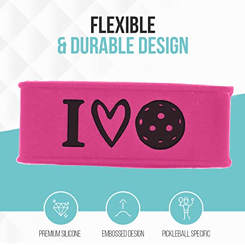 Palms-O-Aces | Pickleball Grip Bands | Silicone Paddle Grip Bands for Securing Overgrips & Paddle Identification | Embossed Non-Slip Handle Band | Universal Fit Pickleball Accessory & Gift for Players