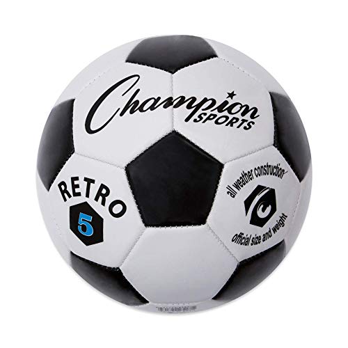 Champion Sports Retro Soccer Ball – Sizes 3, 4, 5, Soft Touch, All Weather, Official Size & Weight Ball for Training, Games, Outdoor & Indoor Play - size: Size 5